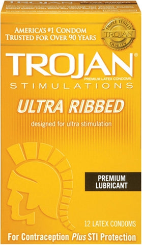 Trojan Stimulations Ulta Ribbed - 12 Pack TJ94752