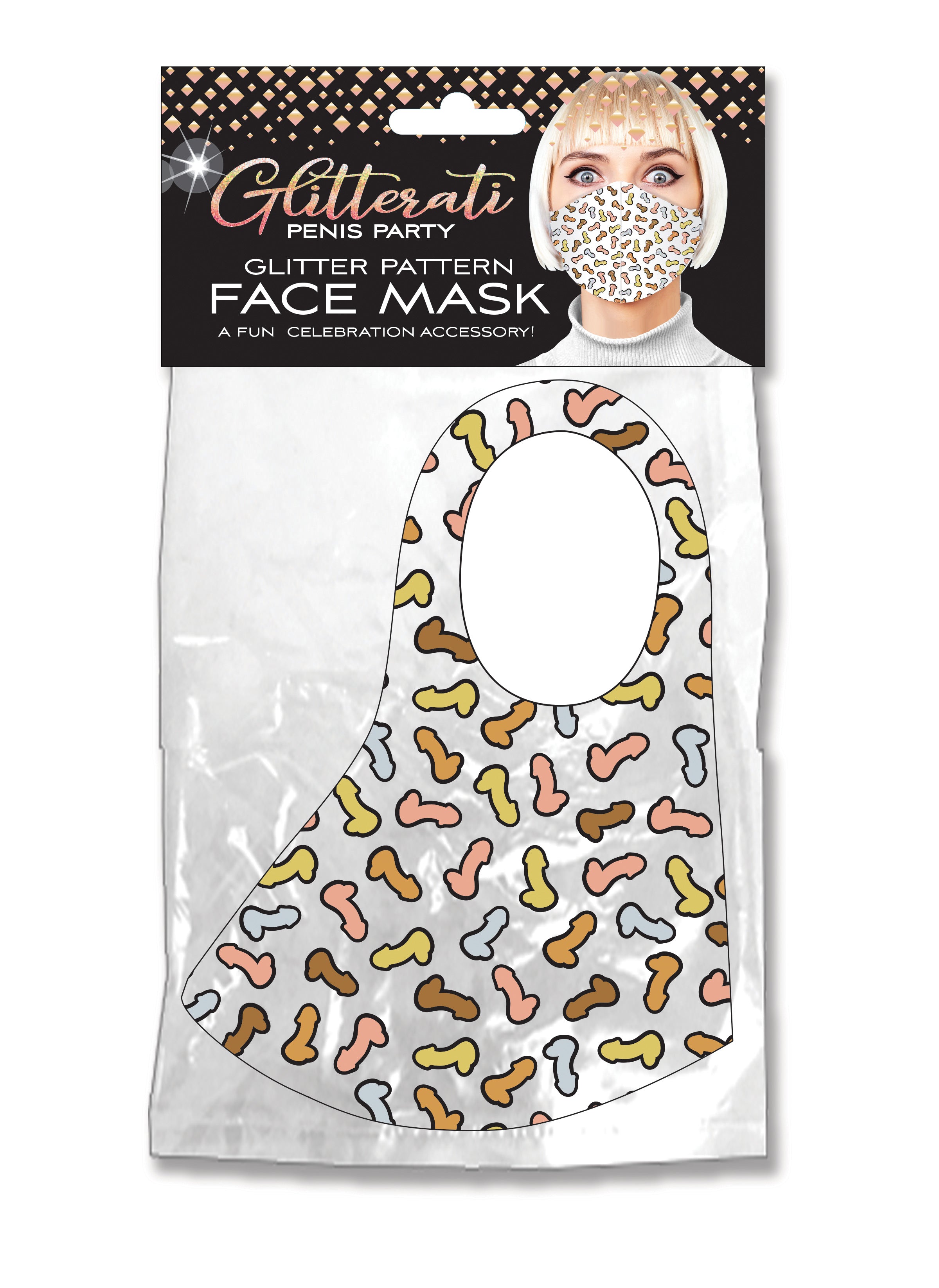 Glitterati Penis Party Glitter Pattern Face Mask CP-1035